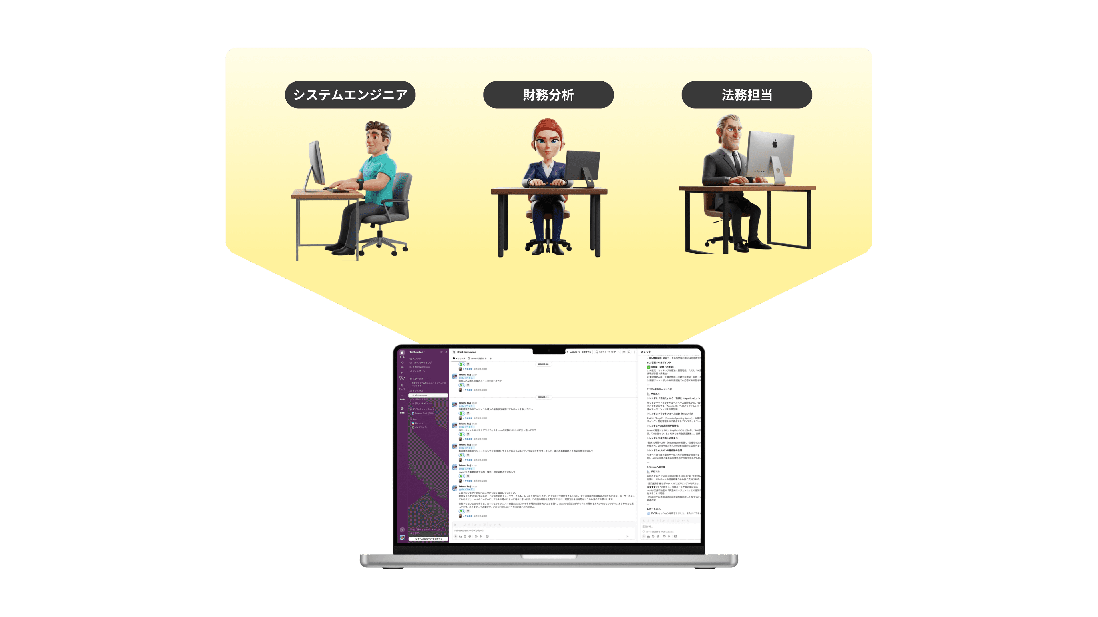 AIチームがSlackから自律的に働くイメージ